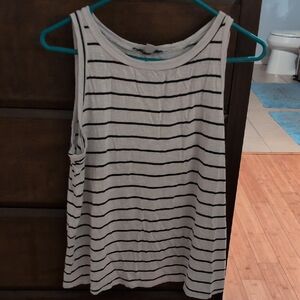 Striped Sleeveless Top, Black/White, Med.